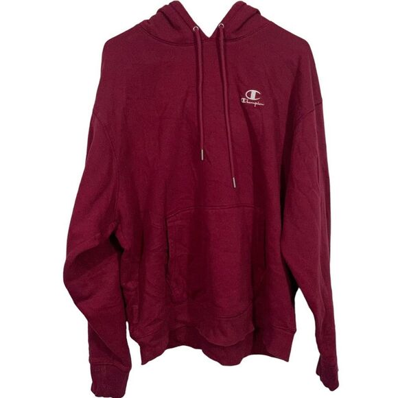 Champion Maroon Fleece Lined Pullover Hoodie Sweatshirt - Picture 1 of 6